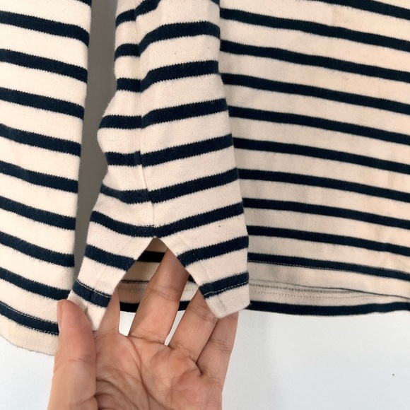 Le petit Breton. Striped Kids Shirt with Toggle Closure 8yo Cream/Navy Blue - Picture 2 of 6